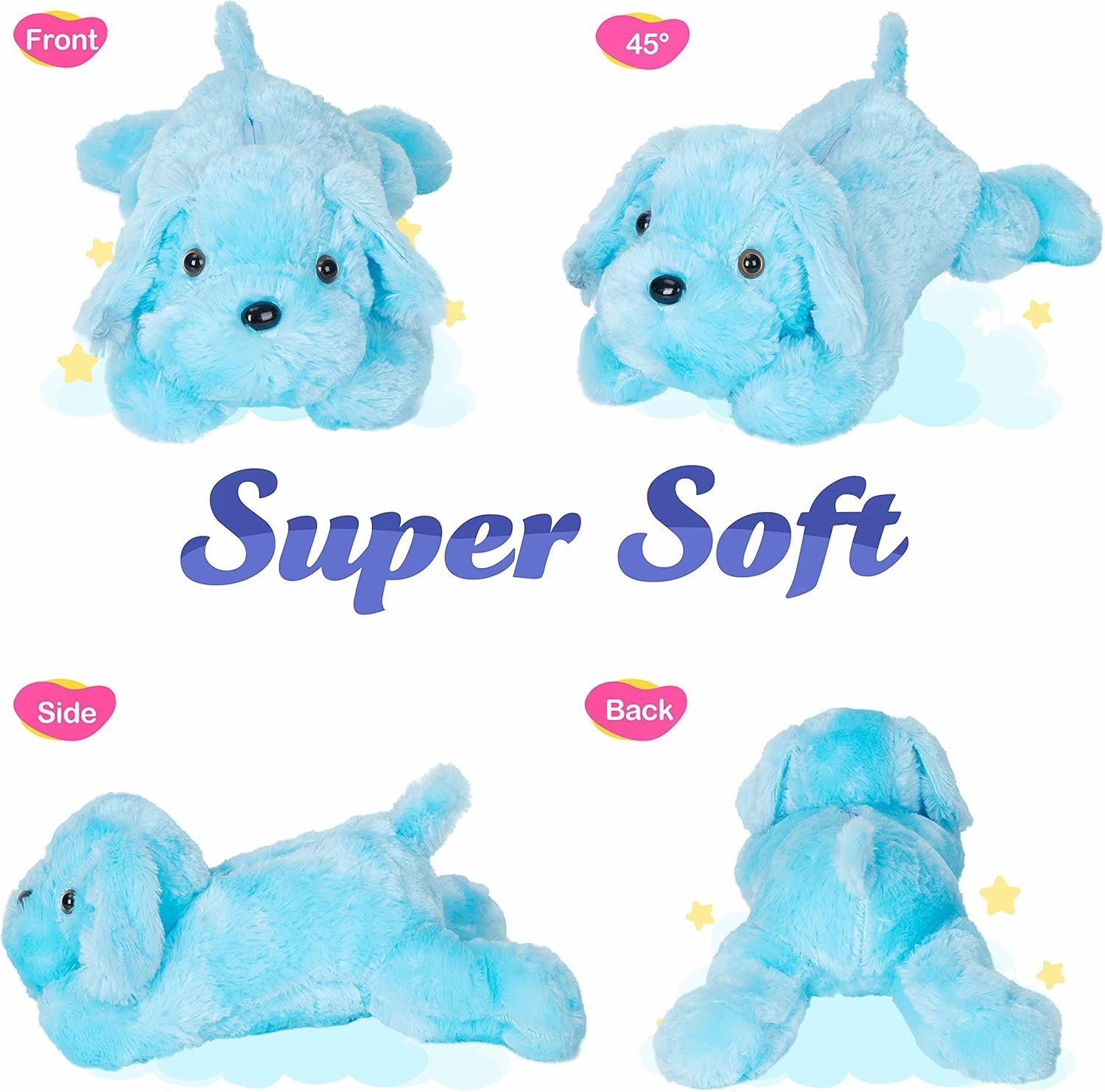 WEWILL 18'' Light up Puppy Stuffed Animal Creative Night Light Lovely LED Dog Glow Soft Plush Toy Gifts for Kids on Christmas Birthday Valentines Festivals, Blue