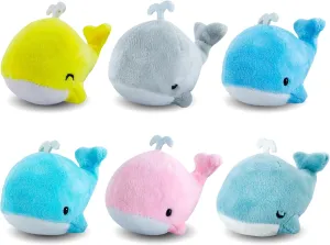 Whale Plush Toy Set BB FUNHOUSE 6 Packs Soft Easter Animal Stuffed Plush Key Chain Set Goodie Bag Fillers Party Favor Carnival Prizes for Kids Boys and Girls, 3.14inch