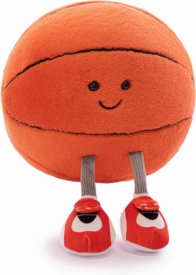 Whimsical Basketball Stuffed Toy with Personality Face & Soft Legs - Huggable Sports Embroidered Eyes - Cute Game Decoration Throw Pillow