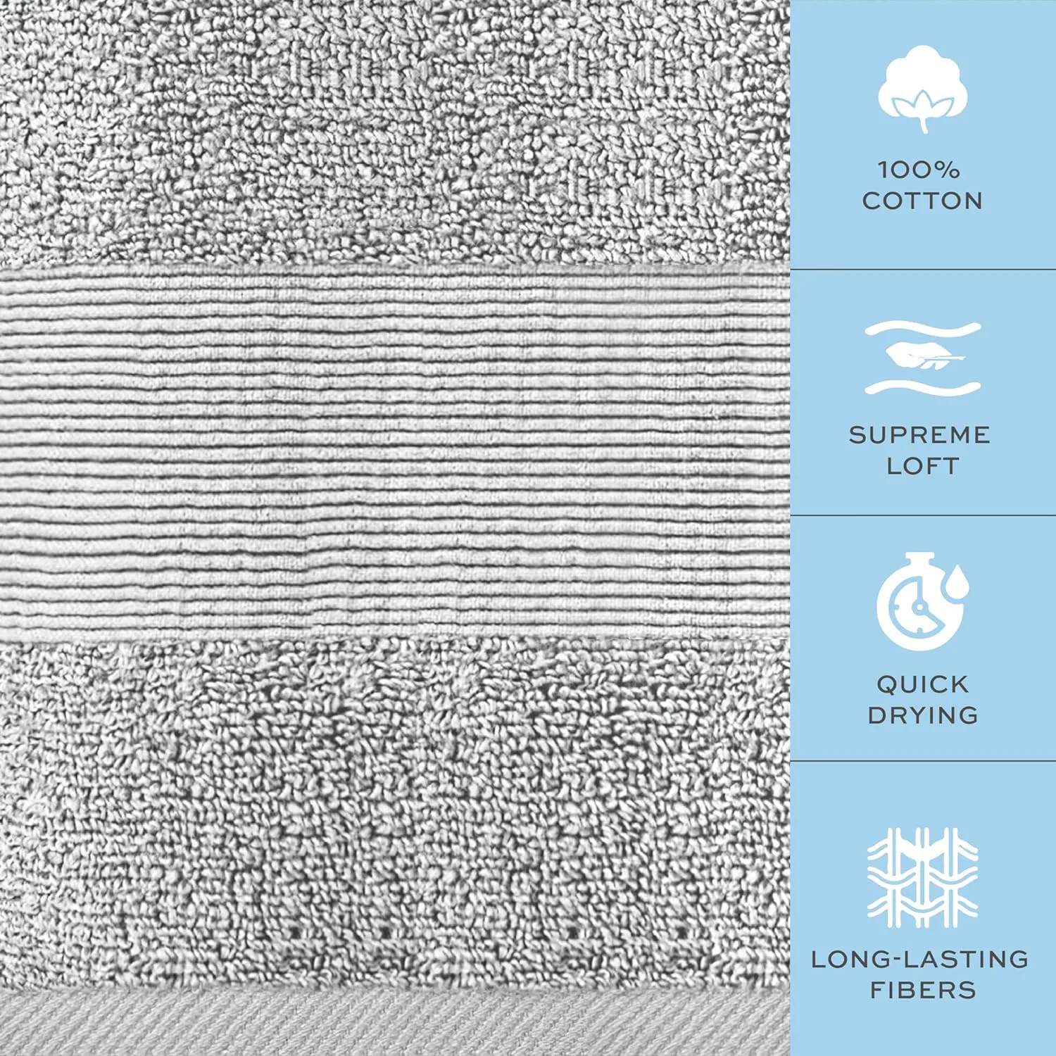 White Classic Resort Collection Soft Bath Towels | 28x55 Luxury Hotel Plush & Absorbent Cotton Bath Towel Large [4 Pack, Dolphin Grey]
