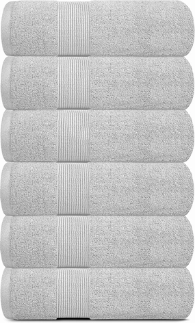 White Classic Resort Collection Soft Hand Towels | 16x27 Luxury Hotel Plush & Absorbent Cotton Hand Towel [6 Pack, Dolphin Grey]