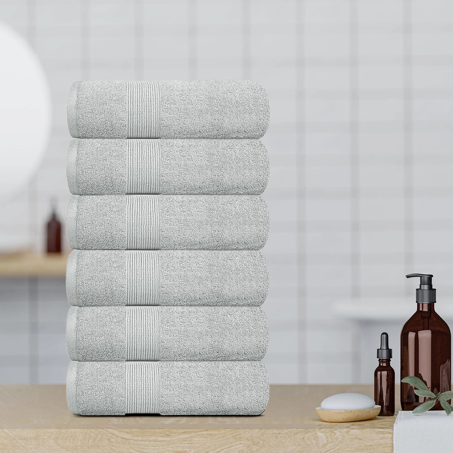 White Classic Resort Collection Soft Hand Towels | 16x27 Luxury Hotel Plush & Absorbent Cotton Hand Towel [6 Pack, Dolphin Grey]