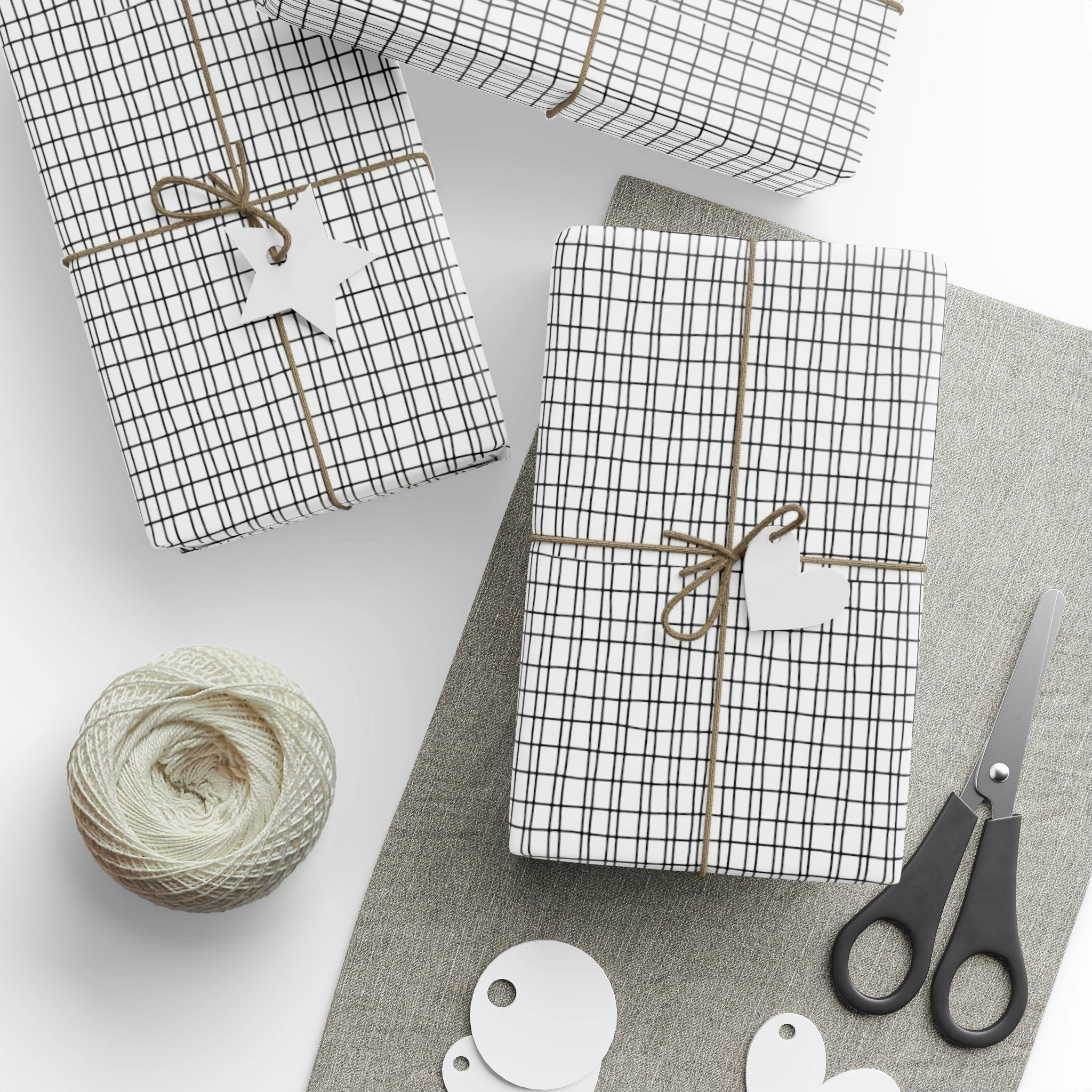 White Grid Wrapping Paper