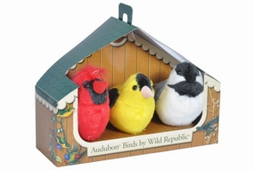 Wild Republic Audubon Birds Collection with Authentic Bird Sounds, Northern Cardinal, American Goldfinch, Chickadee, Bird Toys for Kids and Birders 3 Count (Pack of 1)
