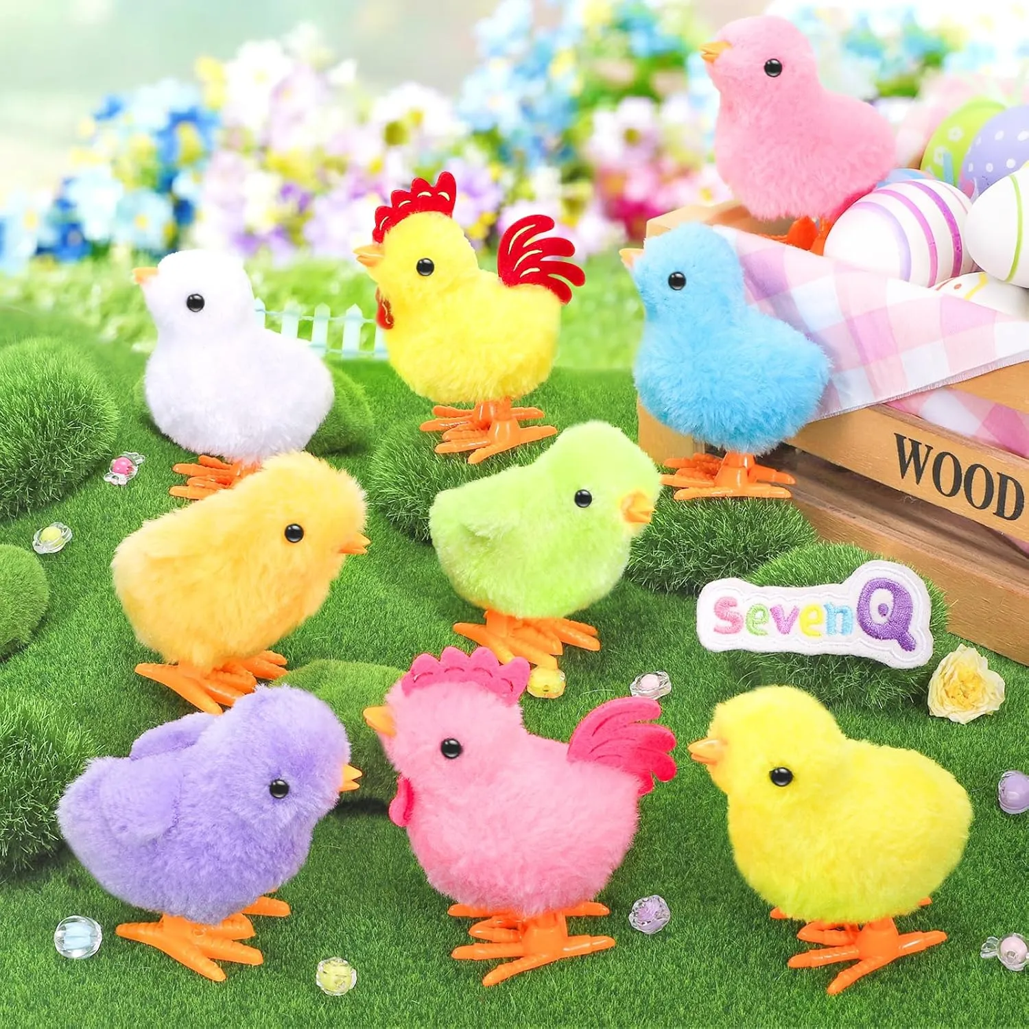 Wind Up Toys for Kids Easter Basket Stuffers, 9Pcs Jumping Plush Chicks Small Fidget Toys for Easter Egg Hunt Treasure Box Classroom Prizes Party Favors Goodie Bags Fillers Gifts