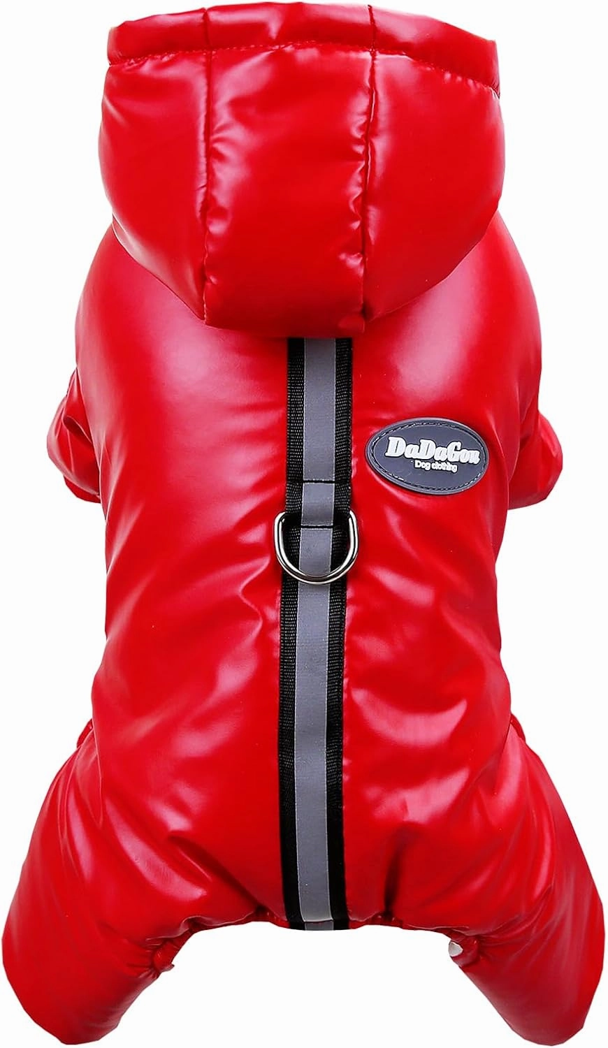 Windproof Dog Coat - 4 Legs Warm Jumpsuit for Cold Weather, Winter Thick Clothes, Snow Proof Cotton Jacket for Small Medium Dogs and Cats - Red M