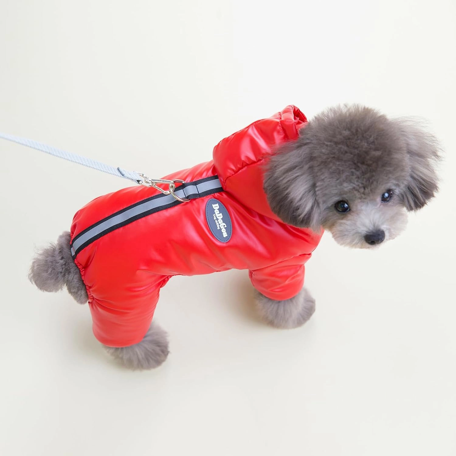 Windproof Dog Coat - 4 Legs Warm Jumpsuit for Cold Weather, Winter Thick Clothes, Snow Proof Cotton Jacket for Small Medium Dogs and Cats - Red M