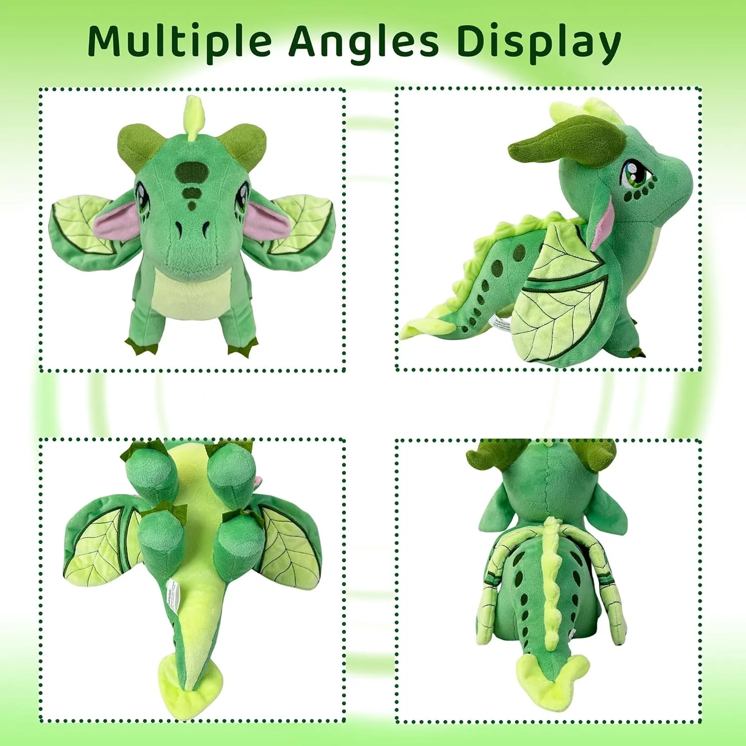 Wings Dragon Plush Toys Stuffed Animal Plushies Cute Dragon Figure Merch Present for Kids Aged 3  (Green)