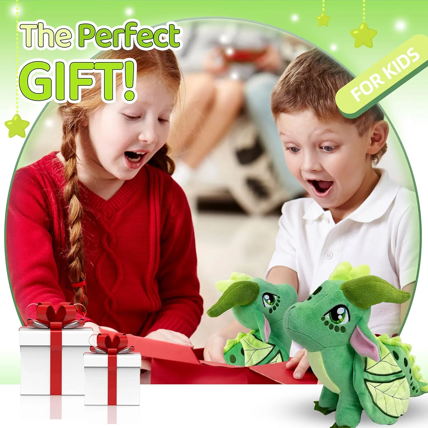 Wings Dragon Plush Toys Stuffed Animal Plushies Cute Dragon Figure Merch Present for Kids Aged 3  (Green)
