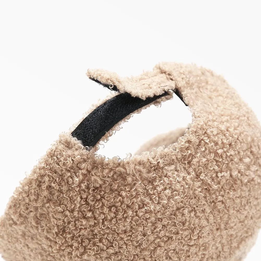 Winter Baseball Cap for Women Lamb Wool Solid Color Warm Baseball Cap for Outdoor Travel