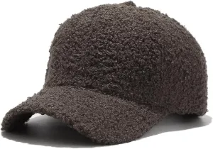 Winter Baseball Cap for Women Lamb Wool Solid Color Warm Baseball Cap for Outdoor Travel
