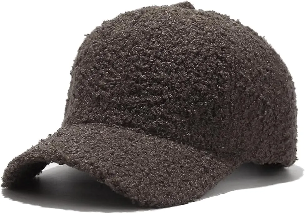 Winter Baseball Cap for Women Lamb Wool Solid Color Warm Baseball Cap for Outdoor Travel
