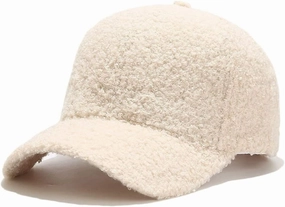 Winter Baseball Cap for Women Lamb Wool Solid Color Warm Baseball Cap for Outdoor Travel