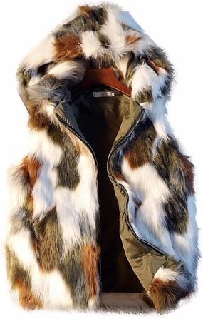 Winter Men`s Faux Fur Coat Vest Gilet Sleeveless Jacket