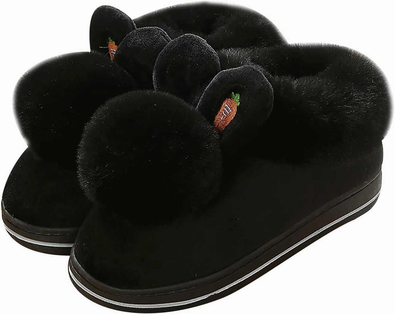 Winter slippers female furry rabbit ears indoor slippers, cute rabbit ears plus plush slippers