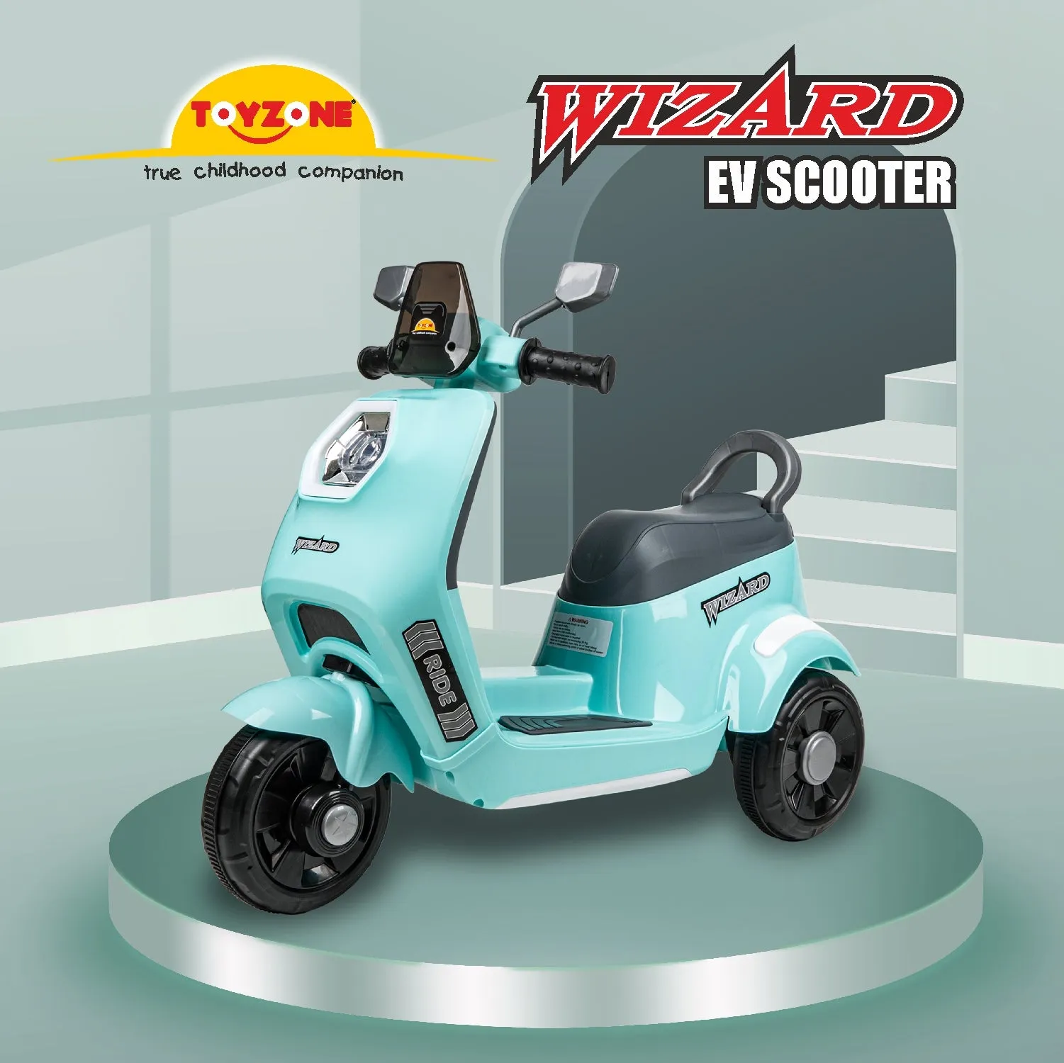 Wizard Electric Scooty - Blue | Rechargeable Scooty | Powered by 6V & 4.5 AH Battery | Ride-On Scooter | Kids Electric Scooty | For Kids 3  Years