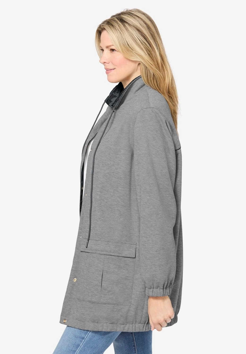 Woman Within Plus Size Fleece Nylon Reversible Jacket