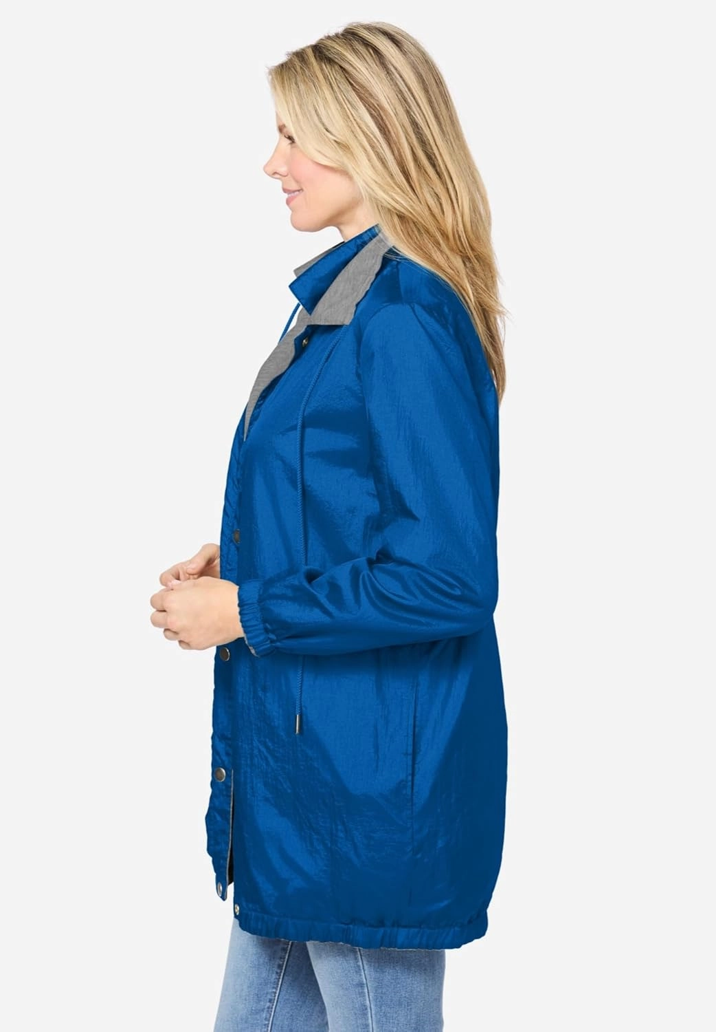 Woman Within Plus Size Fleece Nylon Reversible Jacket