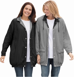 Woman Within Plus Size Fleece Nylon Reversible Jacket