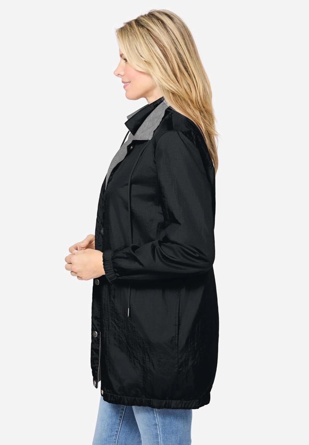Woman Within Plus Size Fleece Nylon Reversible Jacket