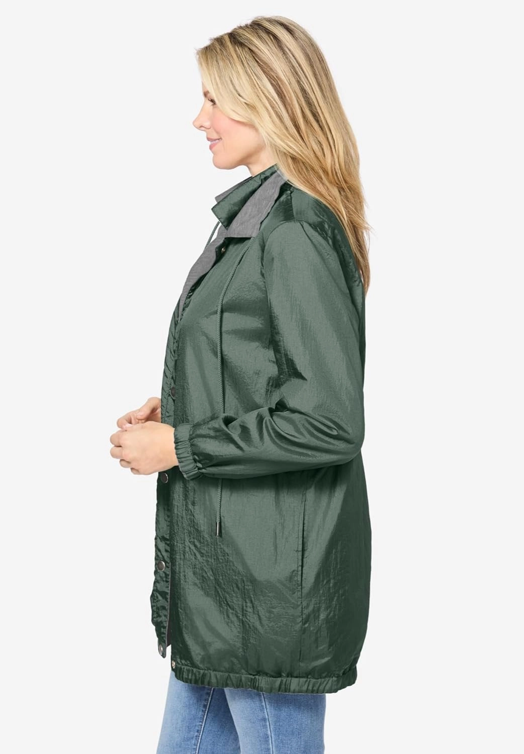 Woman Within Plus Size Fleece Nylon Reversible Jacket