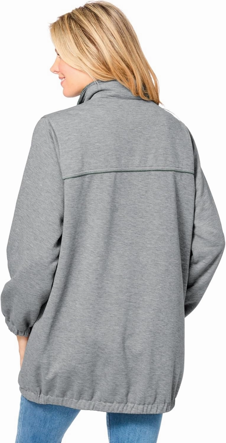 Woman Within Plus Size Fleece Nylon Reversible Jacket