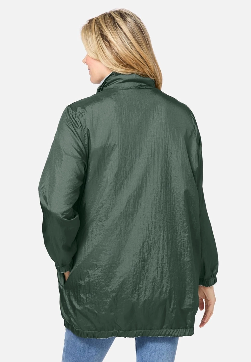 Woman Within Plus Size Fleece Nylon Reversible Jacket