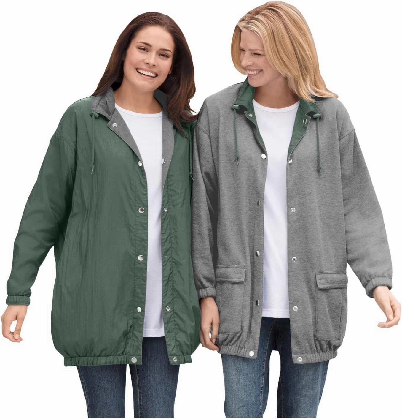 Woman Within Plus Size Fleece Nylon Reversible Jacket