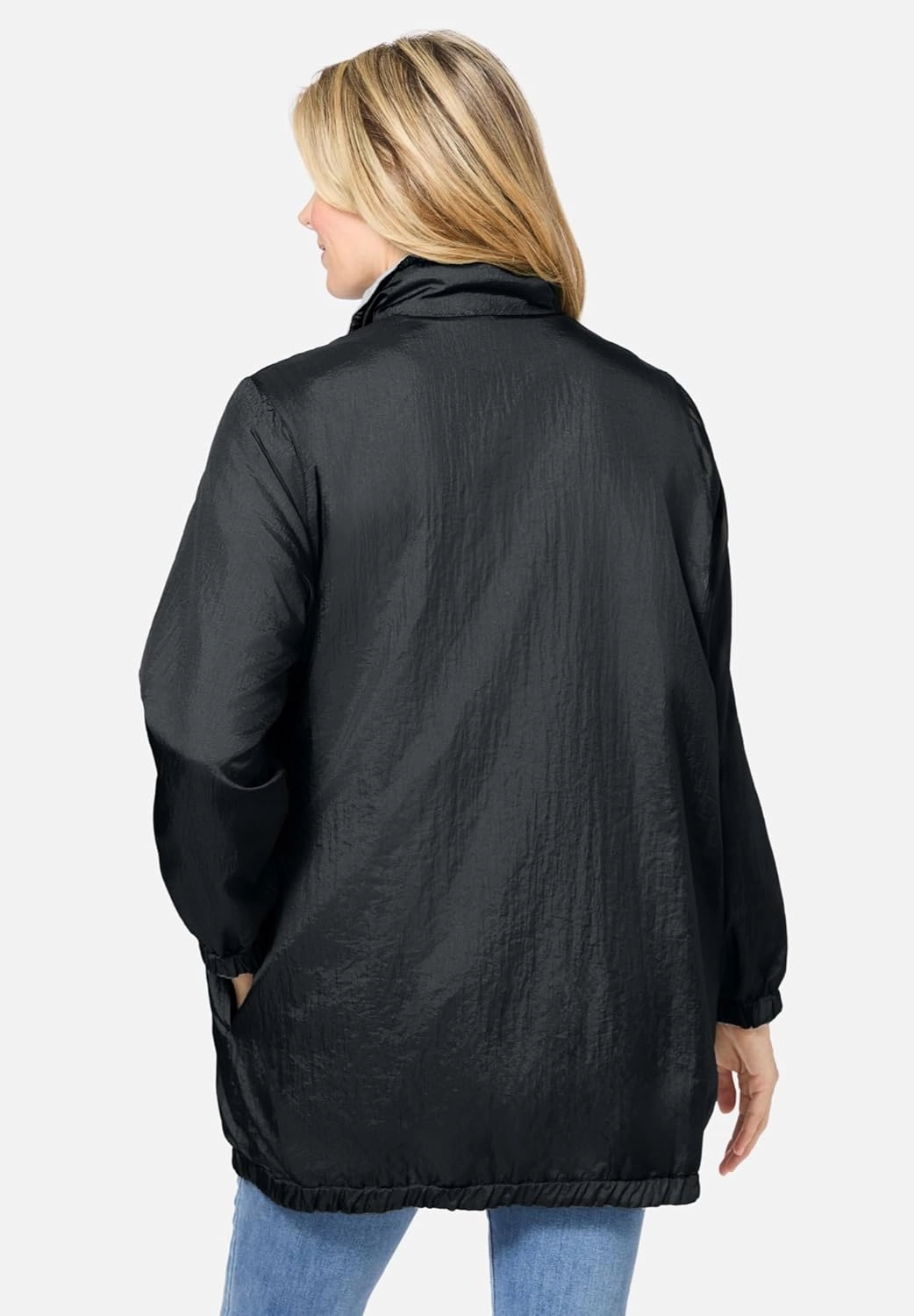 Woman Within Plus Size Fleece Nylon Reversible Jacket