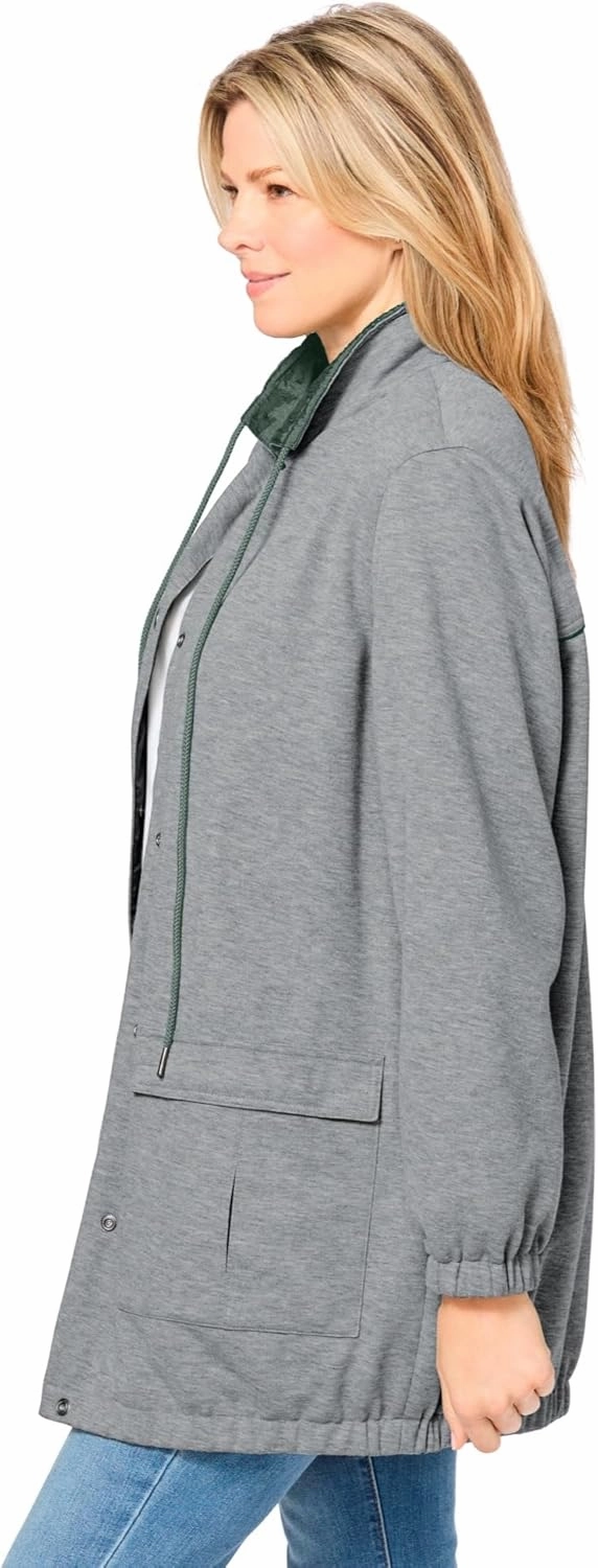 Woman Within Plus Size Fleece Nylon Reversible Jacket