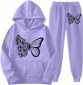 Women 2 Piece Outfits Sweatsuit Print Hoodies Pullover Sweatshirt Sweatsuits Oversized Sweatshirt Baggy Spring Fall