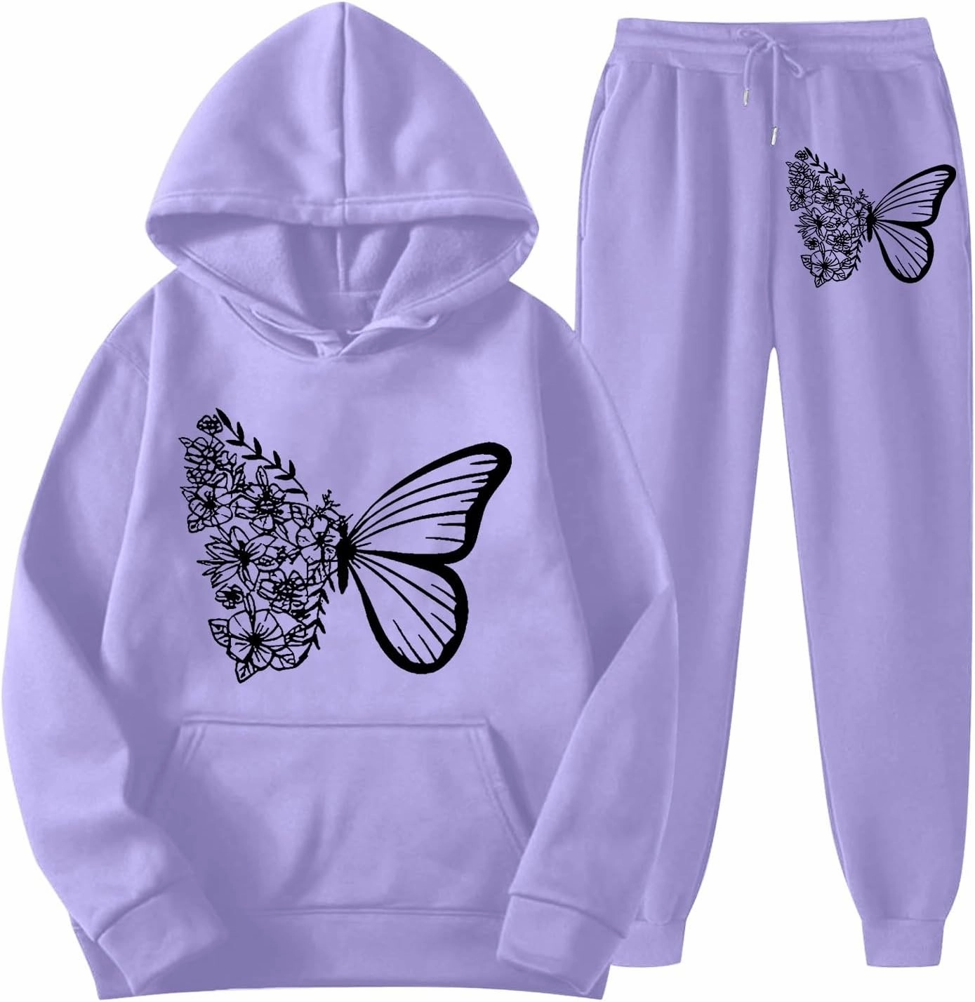 Women 2 Piece Outfits Sweatsuit Print Hoodies Pullover Sweatshirt Sweatsuits Oversized Sweatshirt Baggy Spring Fall