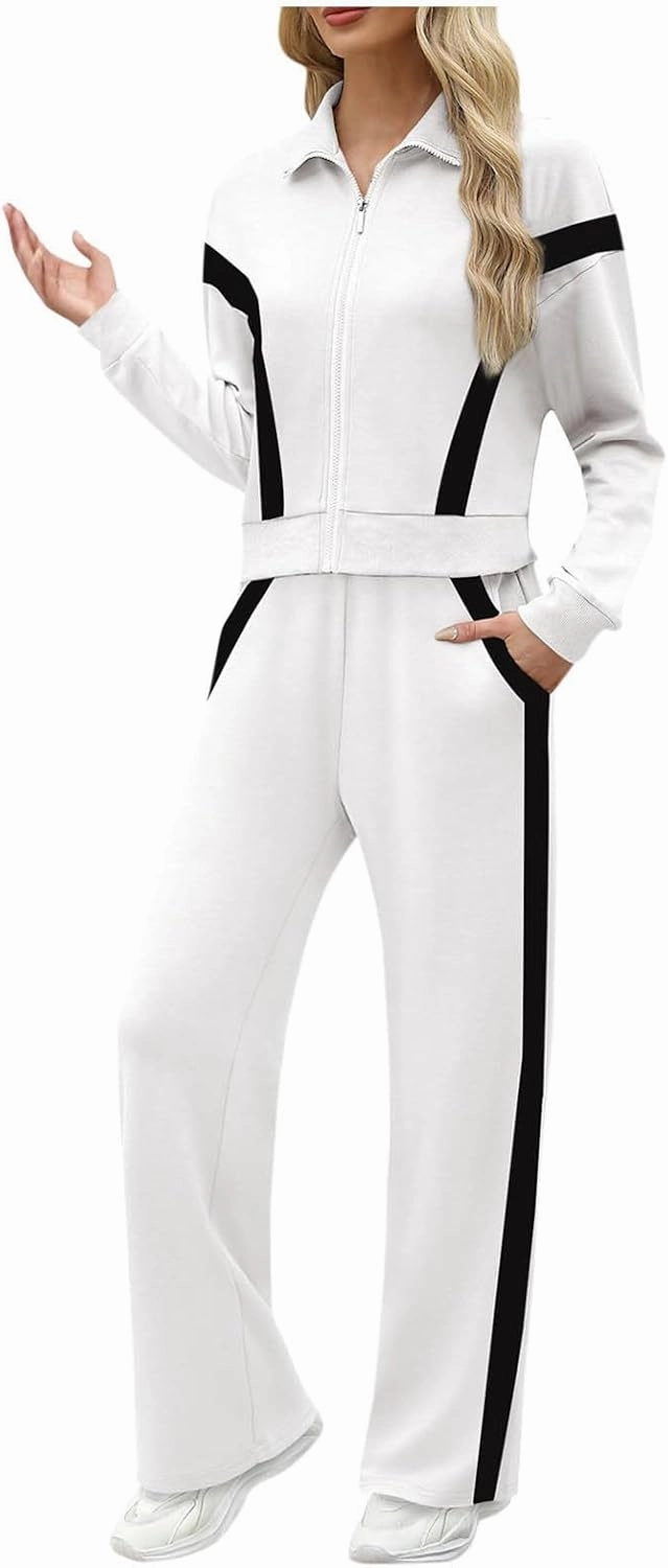 Women Active Wear 2 Piece Sets Sports Tracksuit Zipper Sweatshirt Matching Pants Sets Athletic Clothing Sets