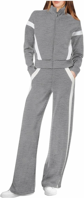 Women Active Wear 2 Piece Sets Sports Tracksuit Zipper Sweatshirt Matching Pants Sets Athletic Clothing Sets