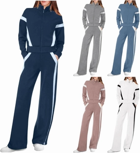 Women Active Wear 2 Piece Sets Sports Tracksuit Zipper Sweatshirt Matching Pants Sets Athletic Clothing Sets