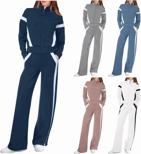 Women Active Wear 2 Piece Sets Sports Tracksuit Zipper Sweatshirt Matching Pants Sets Athletic Clothing Sets