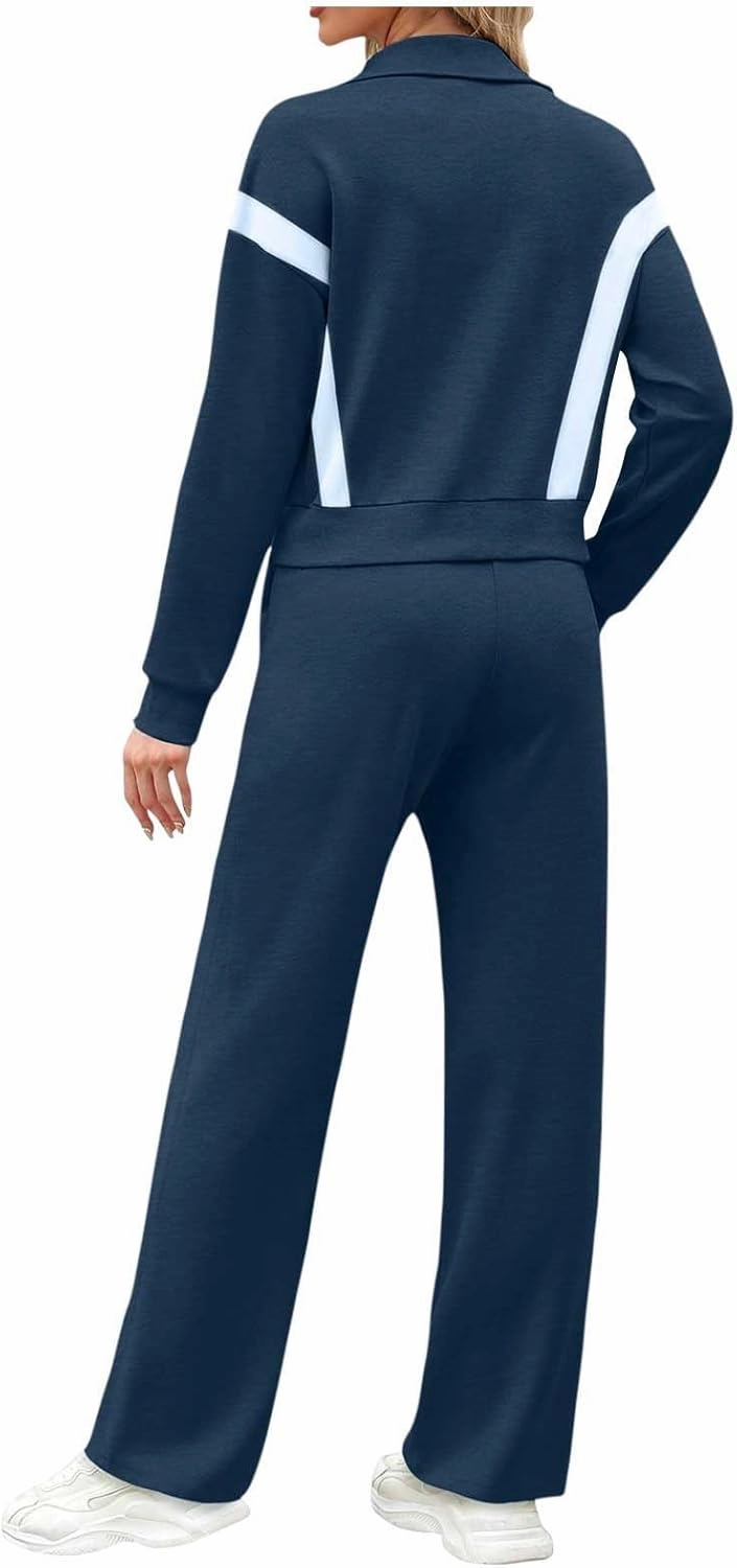 Women Active Wear 2 Piece Sets Sports Tracksuit Zipper Sweatshirt Matching Pants Sets Athletic Clothing Sets