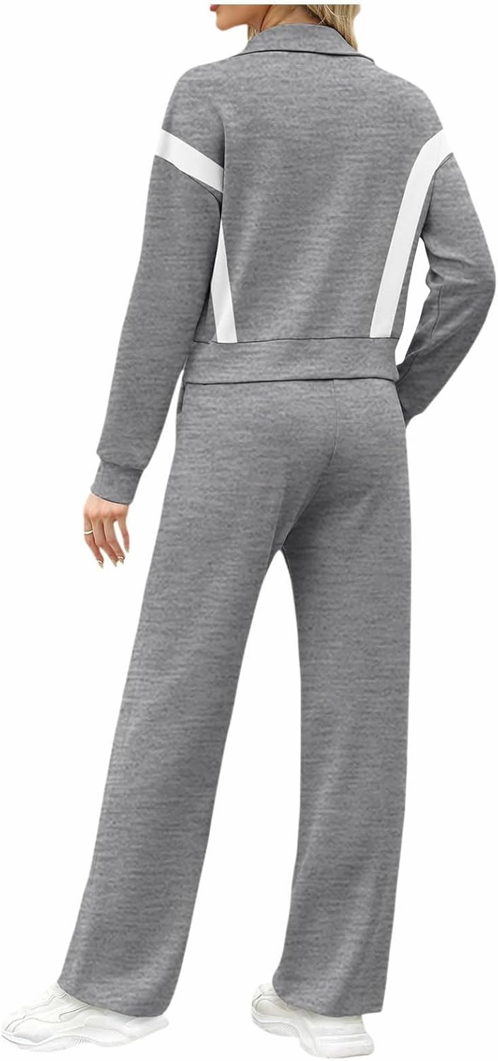 Women Active Wear 2 Piece Sets Sports Tracksuit Zipper Sweatshirt Matching Pants Sets Athletic Clothing Sets