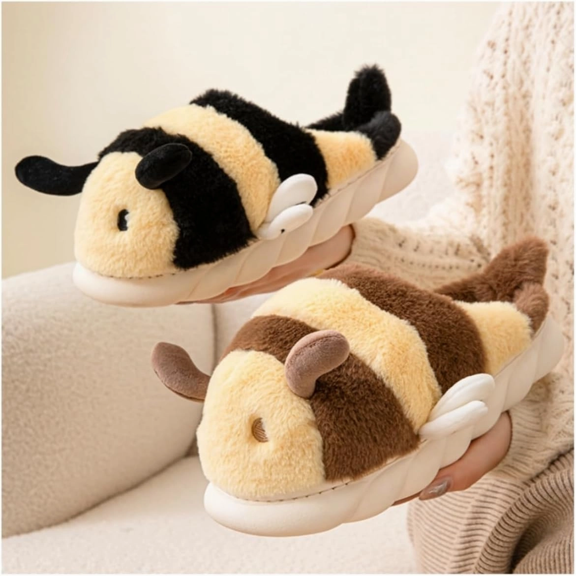 Women and men's cotton slippers, animal slippers, warm and non slip, holiday gifts