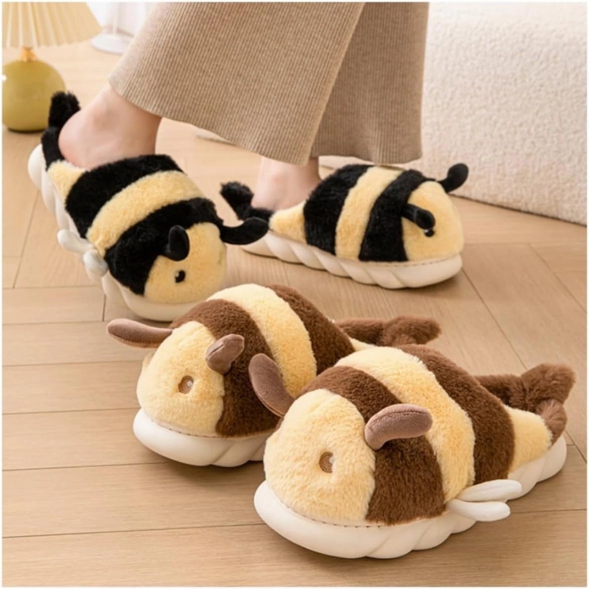 Women and men's cotton slippers, animal slippers, warm and non slip, holiday gifts