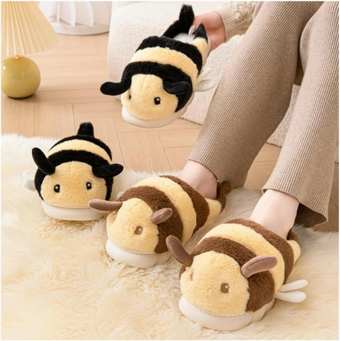 Women and men's cotton slippers, animal slippers, warm and non slip, holiday gifts