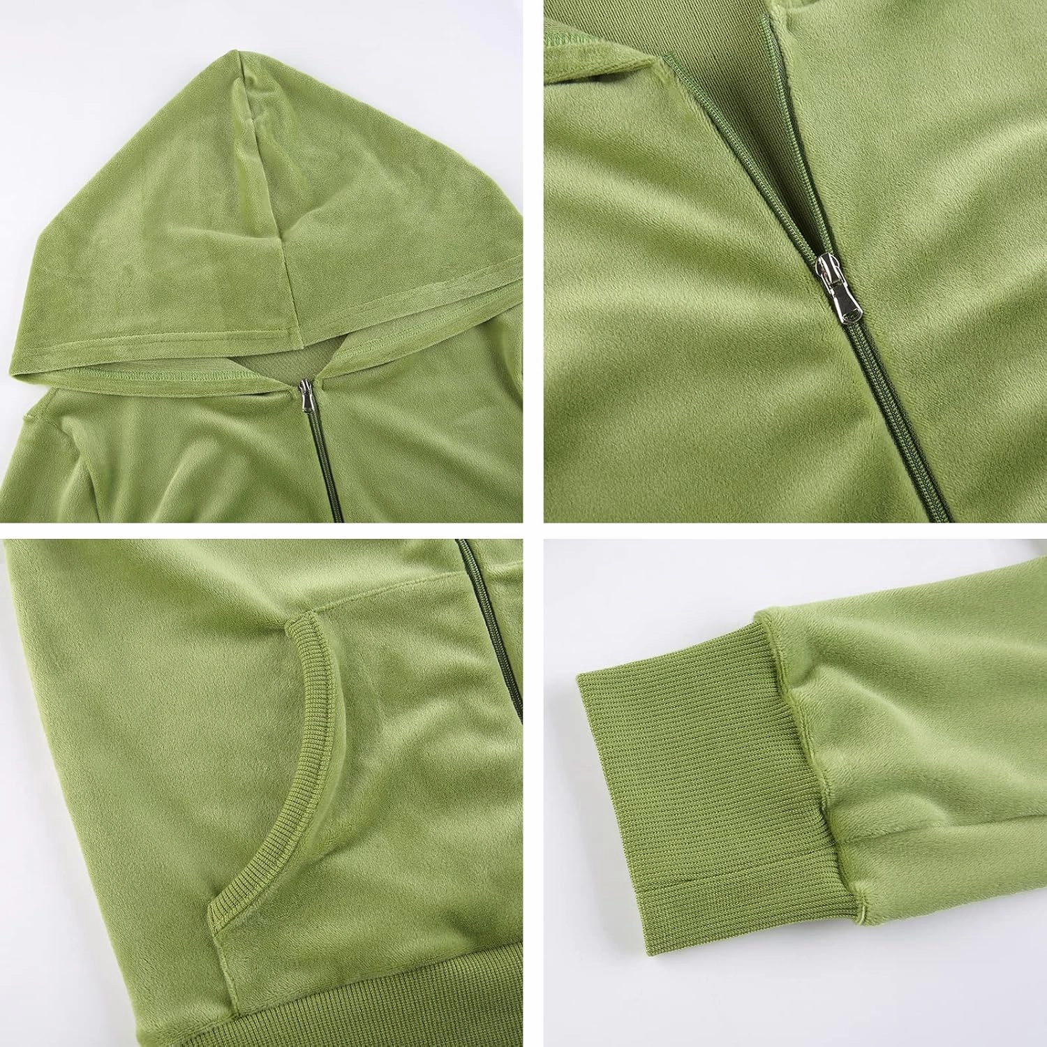 Women's 2 Piece Velour Tracksuit Set Heart Print Long Sleeve Zipper Hoodie Cropped Jacket and Sweatpants Y2K Sweatsuit Set
