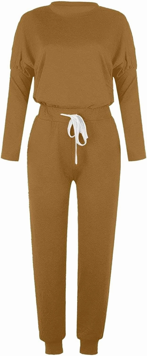 Women's Fall 2 Piece Lounge Outfit Crewneck Pullover Tops Long Pants Tracksuit Sweatsuits with Sweatpants Oversize