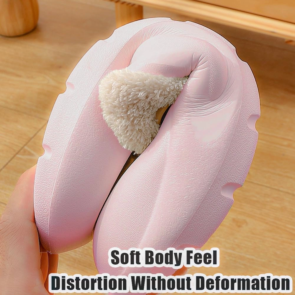 Women's Fur Lined Platform Clogs Removable Lining Waterproof Cotton Slippers Winter Fuzzy Shoes for Women Men Indoor Outdoor