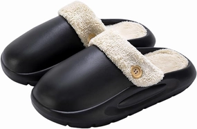 Women's Fur Lined Platform Clogs Removable Lining Waterproof Cotton Slippers Winter Fuzzy Shoes for Women Men Indoor Outdoor