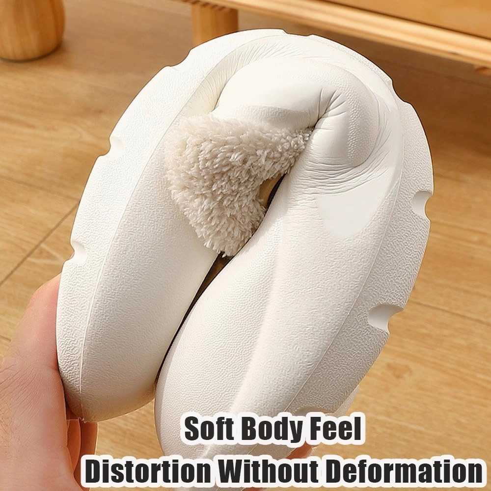 Women's Fur Lined Platform Clogs Removable Lining Waterproof Cotton Slippers Winter Fuzzy Shoes for Women Men Indoor Outdoor
