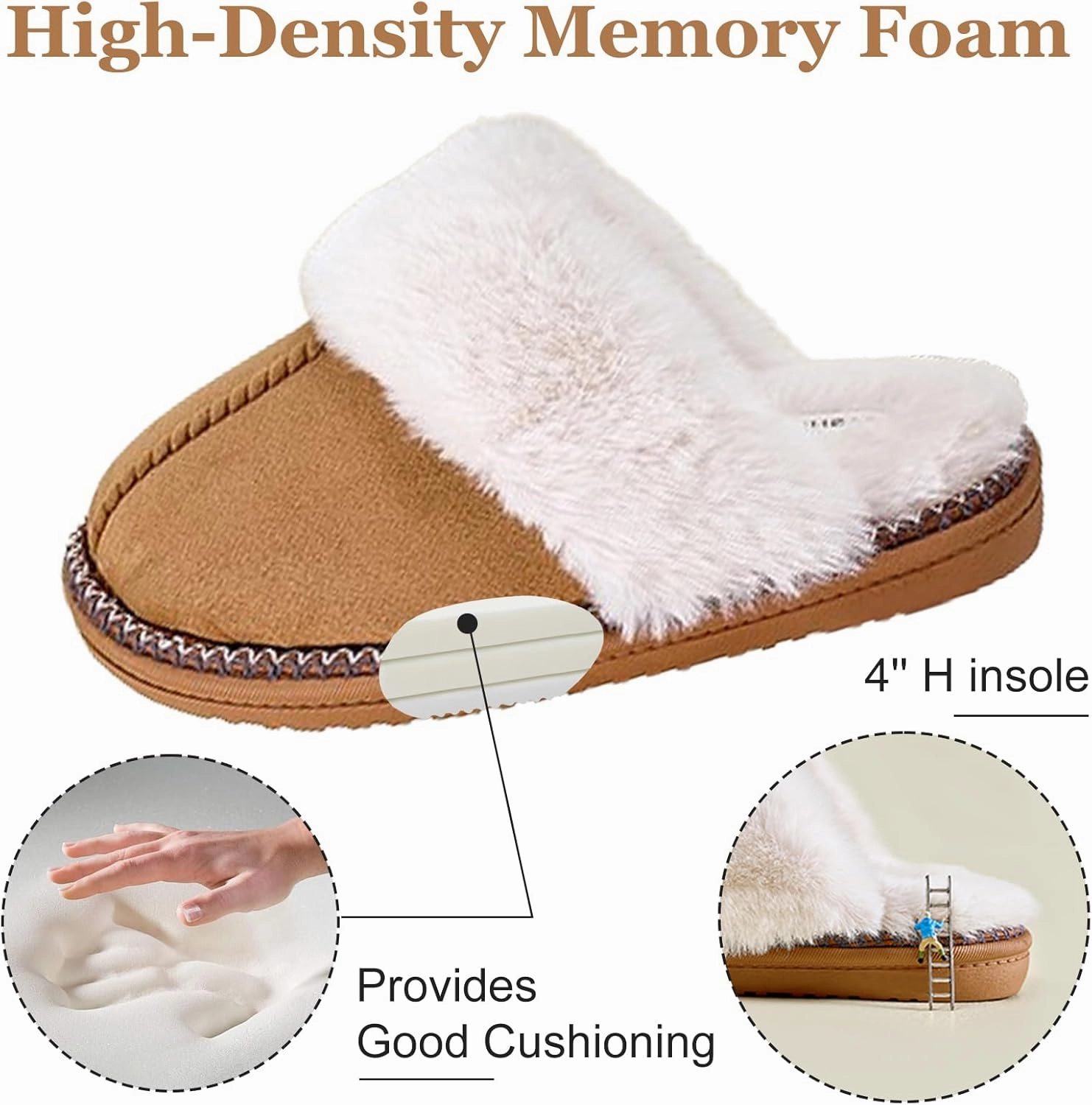 Women's Fuzzy Memory Foam Slippers Fluffy House Slippers Indoor and Outdoor Warm Gifts Trendy Anti-Skid House Shoes