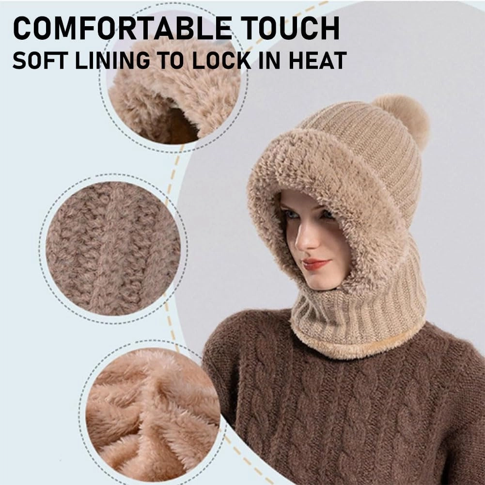 Women'S Knitted Hat In Autumn And Winter, Womens Knitted Hat, Winter Hats For Women Scarf Hat Face Mas Integrated Beanie