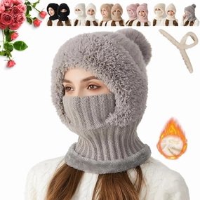 Women'S Knitted Hat In Autumn And Winter, Womens Knitted Hat, Winter Hats For Women Scarf Hat Face Mas Integrated Beanie