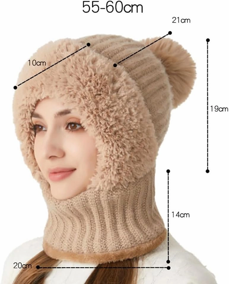 Women'S Knitted Hat In Autumn And Winter, Womens Knitted Hat, Winter Hats For Women Scarf Hat Face Mas Integrated Beanie